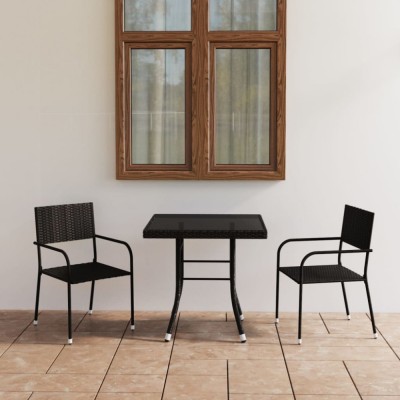 Gossi set mobilier de gradina, 3 piese, negru, poliratan foto