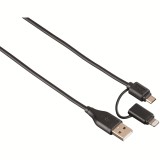 Cumpara ieftin Cablu de date Hama 2 in 1, USB tip Lightning / Micro USB, 1.2m, Negru