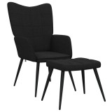 Cumpara ieftin Scaun de relaxare cu taburet, negru, textil