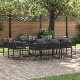 VidaXL Set de masă pentru grădină 11 pcs Negru Oțel