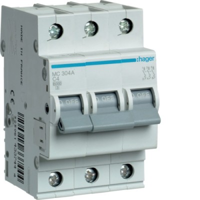Siguranta automata 4A 3P Curba C 6ka Hager MC304A foto