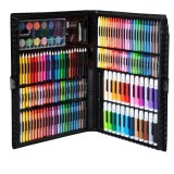 Cumpara ieftin Set pictat si desen, 168 piese, gentuta depozitare tip valiza, negru, 39 x 33 cm , complet, educativ si ideal pentru copii pasionati de arta