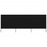 Paravan anti-v&acirc;nt cu 3 panouri, negru, 400 x 160 cm, textil, vidaXL