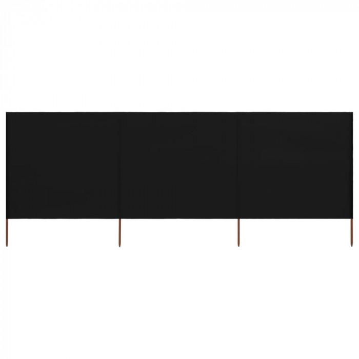 Paravan anti-v&acirc;nt cu 3 panouri, negru, 400x80 cm, textil