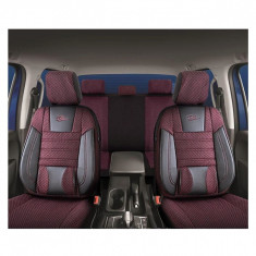 Set Huse Scaune Auto pentru Citroen C3 - Panda Confort, Negru-Bordo, 11 piese