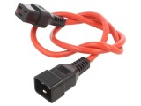 Cablu IEC C19 mamă - IEC C20 tată 1m cu blocare roșu