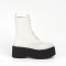 Botine cu platforma din piele eco, Alb - 40
