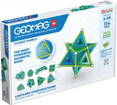 Geomag set magnetic 114 piese Classic Panels green line, 473 foto