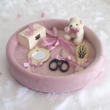 Cumpara ieftin Tavita Mot, Buretata din Catifea cu 7 Piese - Ursulet Roz Pudra - TPT92