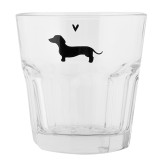 Cumpara ieftin Set 6 pahare sticla neagra transparenta Catelus &Oslash; 8x8 cm / 200 ml
