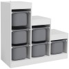 AIYAPLAY Raft Portabil pentru Jucării cu 3 Niveluri și 6 Coșulețe, Mobilier pentru Camera Copiilor, 96x38,5x90 cm, Gri | Aosom Romania