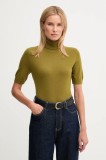 United Colors of Benetton pulover de l&acirc;nă pentru copii culoarea verde, light, cu guler, 102HD203X