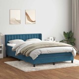 vidaXL Pat box spring cu saltea, albastru &icirc;nchis, 140x210 cm, catifea 3318451