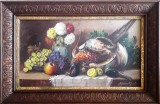 Cumpara ieftin A. Frankfurt-Natură moartă cu v&acirc;nat, pictură veche rom&acirc;nească, Natura statica, Ulei, Realism