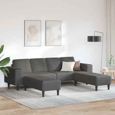 vidaXL Sofa din material textil Gri &amp;icirc;nchis Țesătură de catifea 3335132 foto
