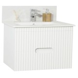 Cumpara ieftin Baza si lavoar ceramic GN0091, mobilier baie suspendat 80 cm, dreptunghiular, front MDF, sertare soft close, alb