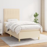 Cumpara ieftin Pat box spring cu saltea, crem, 100x200 cm, textil