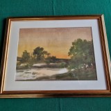 Cumpara ieftin CONSTANTIN RADINSCHI - PEISAJ CU APUS - acuarela anii '80