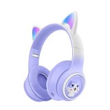 Cumpara ieftin Casti Wireless Q-E75 pentru Copii Fox Ear, Bluetooth 5.3, Pliabile, Mov, Microfon, Baterie 28h, Noise Cancelling, Suport Card TF