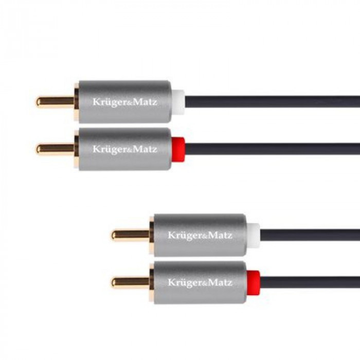 Cablu Kruger&amp;amp;Matz KM1213, 2 x 2 RCA tata, 1 m, Negru