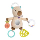 Centru de activitati pentru bebelusi Fehn Capibara Clara - Jucarie senzoriala, 0 luni+, Oglinda, Zornaitoare, Dentitie