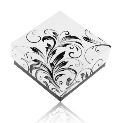 Cutiuță de cadou negru cu alb pentru inel, ornamente florale foto