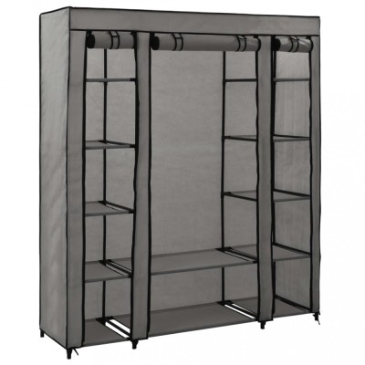 vidaXL Șifonier cu bare și compartimente, gri, 150x45x176 cm, textil foto