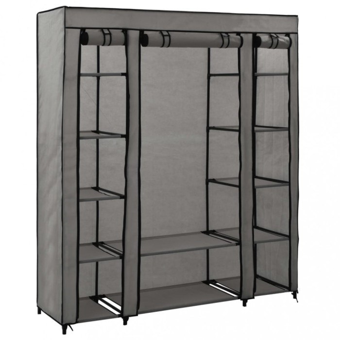 vidaXL Șifonier cu bare și compartimente, gri, 150x45x176 cm, textil