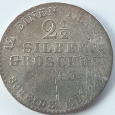 Germania Prusia 2 1/2 groschen 1843 argint William lV