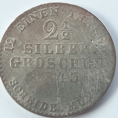 Germania Prusia 2 1/2 groschen 1843 argint William lV foto
