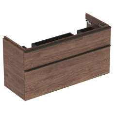 Mobilier suspendat, Geberit, Smyle Square, pentru lavoar dublu, 120 cm, nuc american hickory