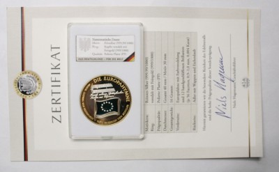 O SUPERBA MEDALIE #ARGINT AURIT CU DIAMANTE . PROOF. GERMANIA . foto