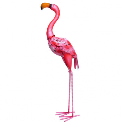 Decoratiune gradina, metalica, flamingo, 14x24x65 cm foto