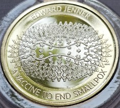 2 pounds 2023 Marea Britanie, Edward Jenner, Brilliant unc, Coincard foto