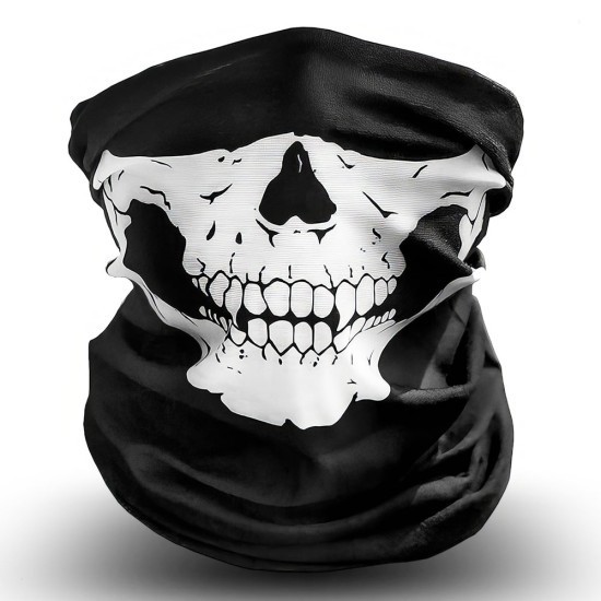 Masca Protectie, Bandana cu Craniu, Poliester, Universal - Techsuit (BLC7) - Black