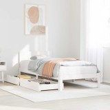 VidaXL Cadru de pat cu sertare, alb, 75x190 cm, lemn masiv de pin