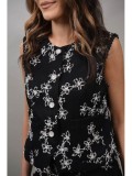 Cumpara ieftin Vesta Dama Eleganta Capri, Nasturi, Negru, Marime S (bust 100cm), Poliester Bumbac Elastan, Stil Formal