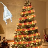 Panglica Luminoasa pentru Bradul de Craciun BZRSH, 50 LED-uri, 5 m, Rosie cu Lumina Alb Calda, 8 Programe , Decor Festiv LED, Ghirlanda Craciun Interi