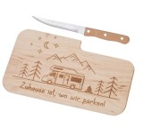 Placă de tăiat Camping Westfalia cu cuțit incorporat, 26 x 15 x 1.2 cm, lemn de arin
