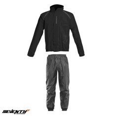 Costum ploaie (geaca+pantaloni) pentru scuter - motocicleta Seventy model SD-S1 culoare: negru (montare peste echipament) L