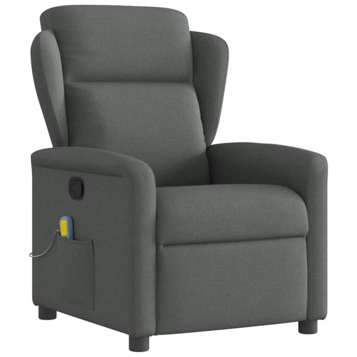 vidaXL Fotoliu de masaj rabatabil, gri &icirc;nchis, material textil