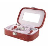 Caseta bijuterii piele ecologica BABY DENISE rosie / neagra / caffe latte