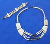 COLIER/LANT SI BRĂȚARĂ VINTAGE, MODEL TRIBAL, LUCRATE IN OS