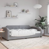 VidaXL Pat de zi, gri deschis, 90x200 cm, material textil
