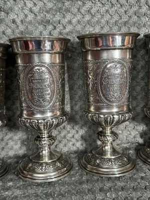 SET 6 POCALE - CUPE - PAHARE ARGINT 800 - W. Lameyer 1879 - 9.6lei/gr.! foto