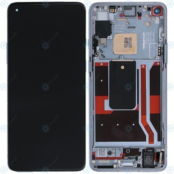 OnePlus 8T (KB2003) Capacul frontal al modulului de afișare + LCD + digitizer argintiu lunar foto