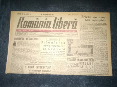ZIAR ROMANIA LIBERA 14 MARTIE 1946 foto