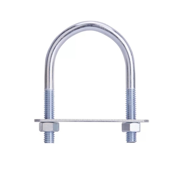 Brida prindere panou gard zincata cu placuta si piulite pentru stalp 114 mm