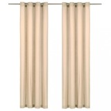 Cumpara ieftin Perdele cu inele metalice, 2 buc., bej, 140 x 245 cm, bumbac