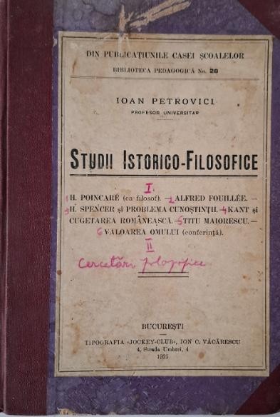 Studii istorico-filosofice &ndash; Ioan Petrovici
